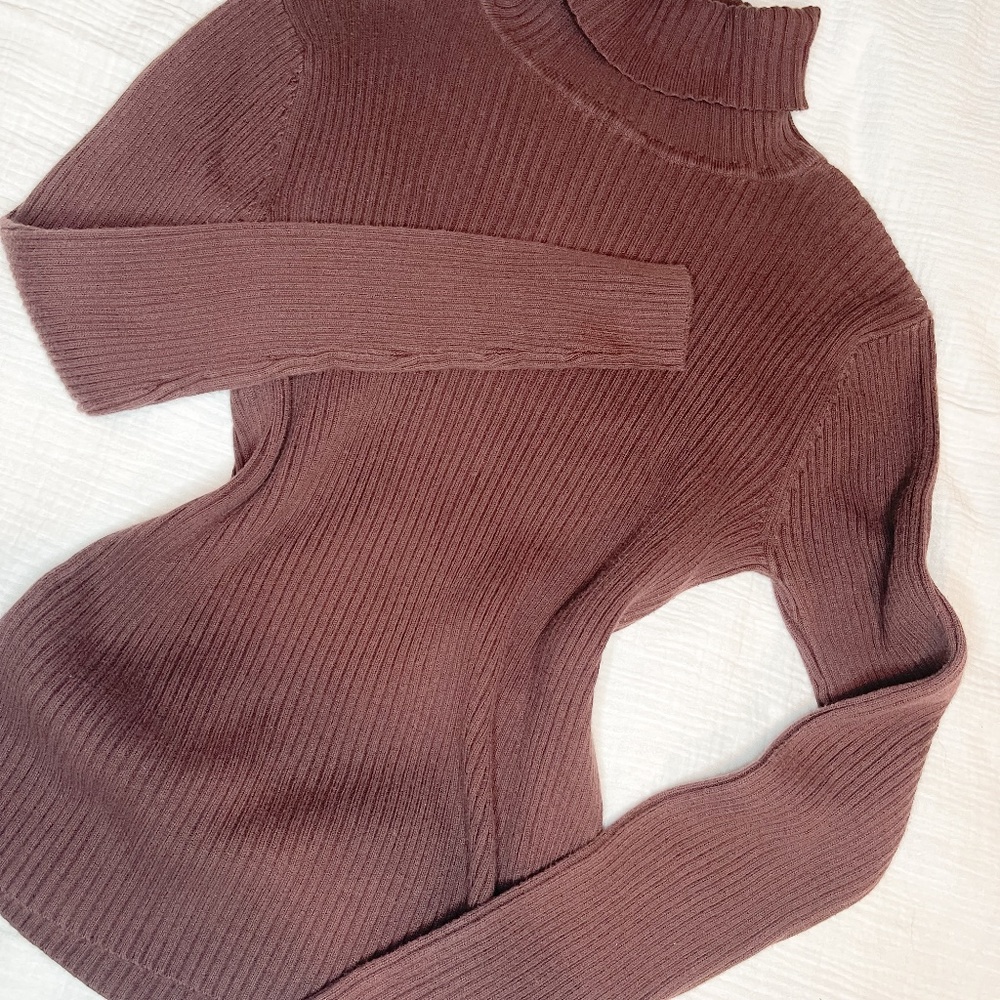 Vintage brown ribbed turtle neck